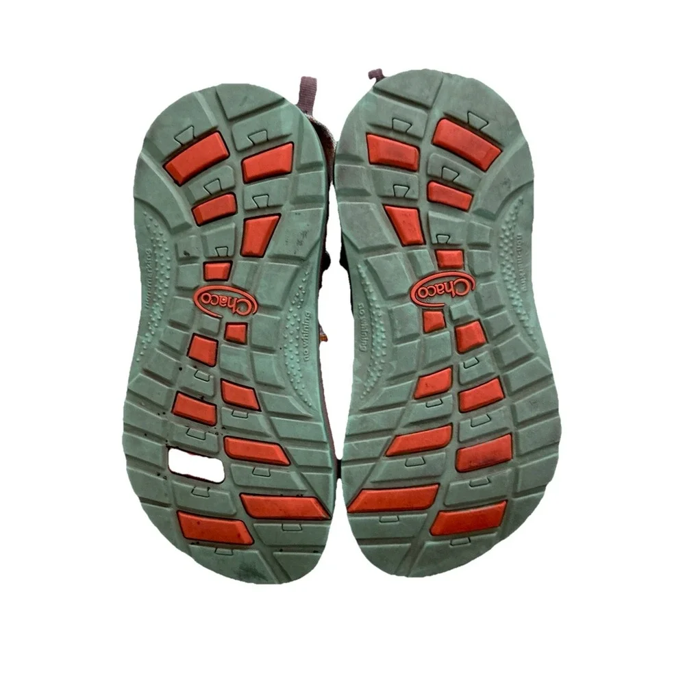 Chaco ZX1 EcoTread Sandals Youth Kids Size 2 Green Orange Strappy‎ Hiking